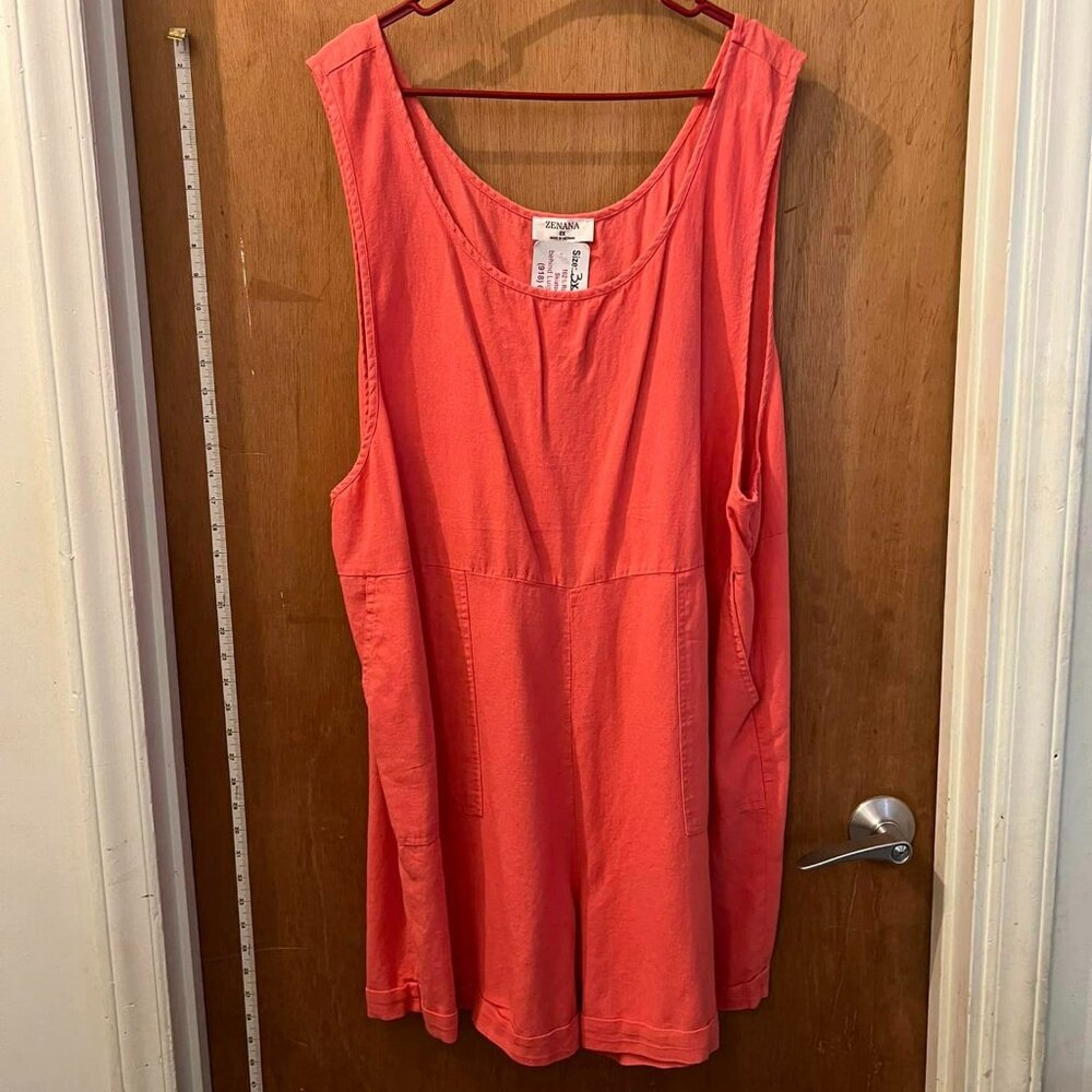 Size 3X - Zenana - Coral Sleeveless Shorts Romper